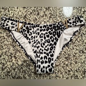 Leopard Print Bikini Bottom with Gold Accent
